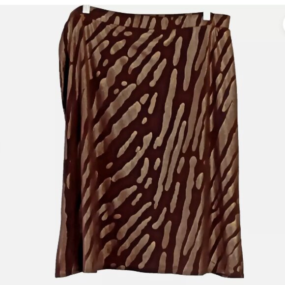 Spirited Randolph Duke Faux Wrap Skirt Size XL Brown & Gold Foil Made in USA E13 - Picture 5 of 5